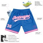 Custom Team Basketball Shorts - Personalized Blue White-Pink with Name and Number - Authentic Throwback Design Personalized