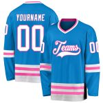 Personalized Hockey Jersey for Kids - Blue White Pink Design, Custom Name & Number Personalized Blue White-Pink Hockey Jersey