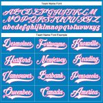 Personalized Hockey Jersey with Blue White and Pink Lace Neck Design Personalized Blue White-Pink Hockey Lace Neck Jersey