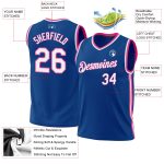 Personalized Custom Basketball Jersey Blue White Pink Retro Design Personalized Blue White-Pink Throwback Basketball Jersey