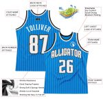 Custom Name Number Basketball Jersey - Personalized Blue White Pinstripe Black Authentic Team Jersey Personalized Blue White