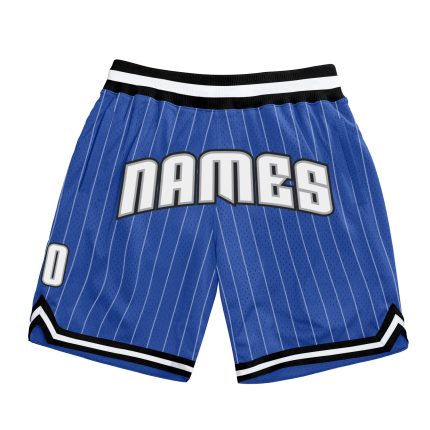 Custom Name and Number Personalized Blue White Pinstripe Basketball Shorts - Authentic Team Gear Personalized Blue White