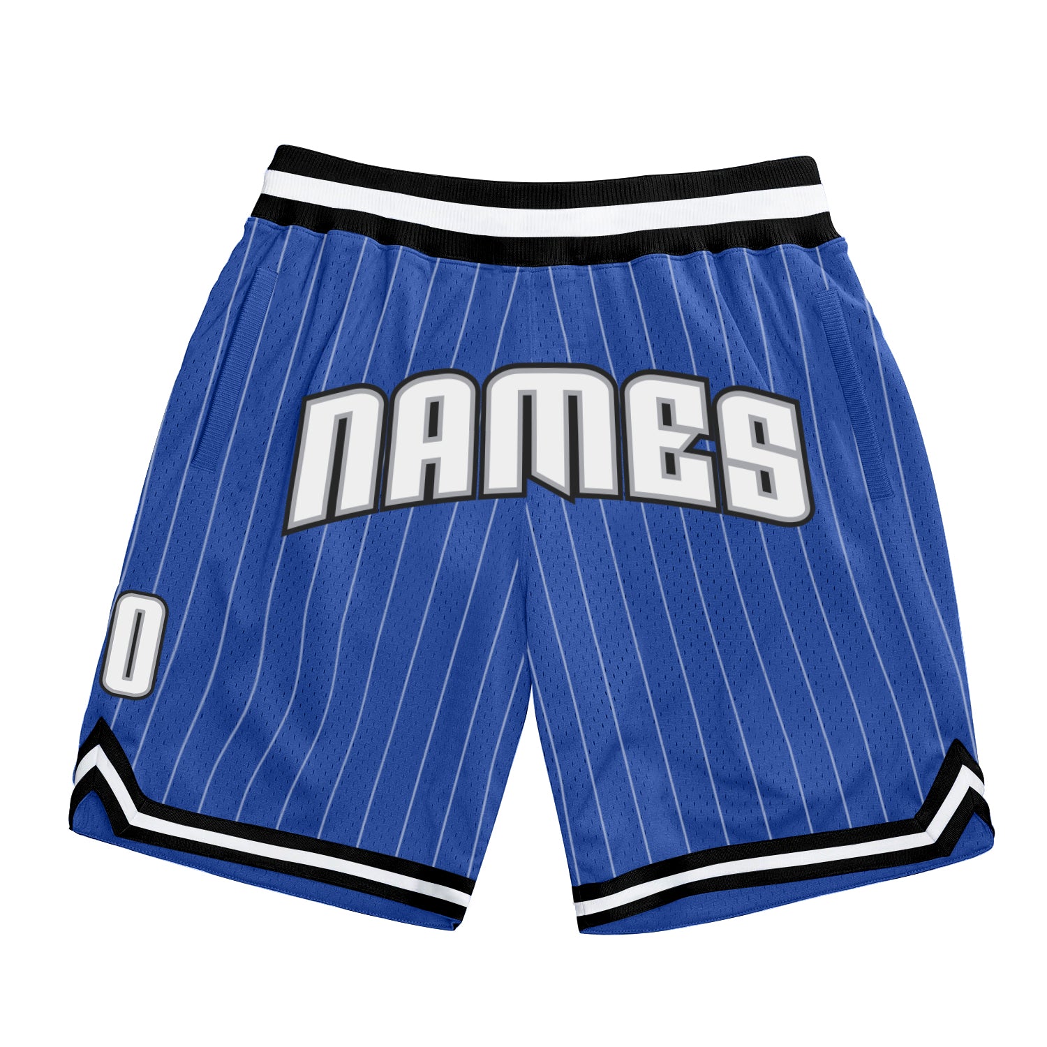 Custom Name and Number Personalized Blue White Pinstripe Basketball Shorts - Authentic Team Gear Personalized Blue White
