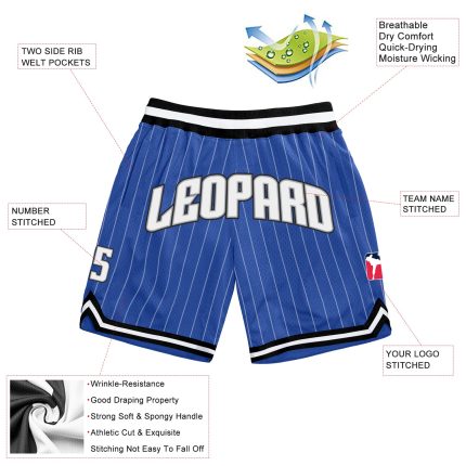 Personalized Blue White Gray Pinstripe Basketball Shorts for Men Personalized Blue White Pinstripe White-Gray Basketball