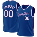 Personalized Blue and Purple Throwback Basketball Jersey for Men and Women Personalized Blue White-Purple Throwback Basketball