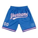 Custom Blue Purple Basketball Shorts - Throwback Style Personalized Blue White-Purple Throwback Basketball Shorts