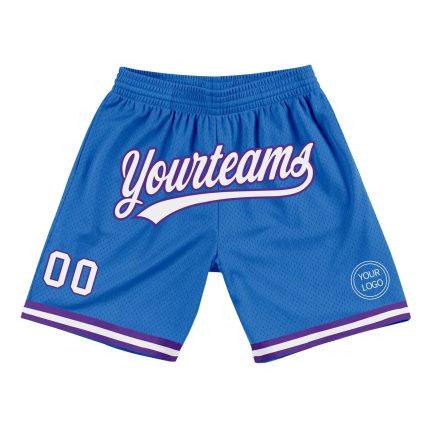 Custom Blue Purple Basketball Shorts - Throwback Style Personalized Blue White-Purple Throwback Basketball Shorts