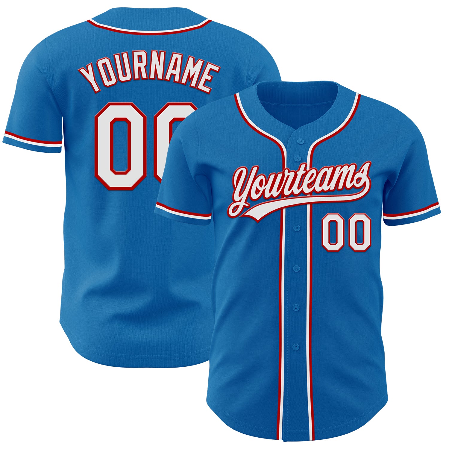 Custom Team Baseball Jersey - Personalized Blue Red White Authentic with Name & Number Personalized Blue White-Red Authentic