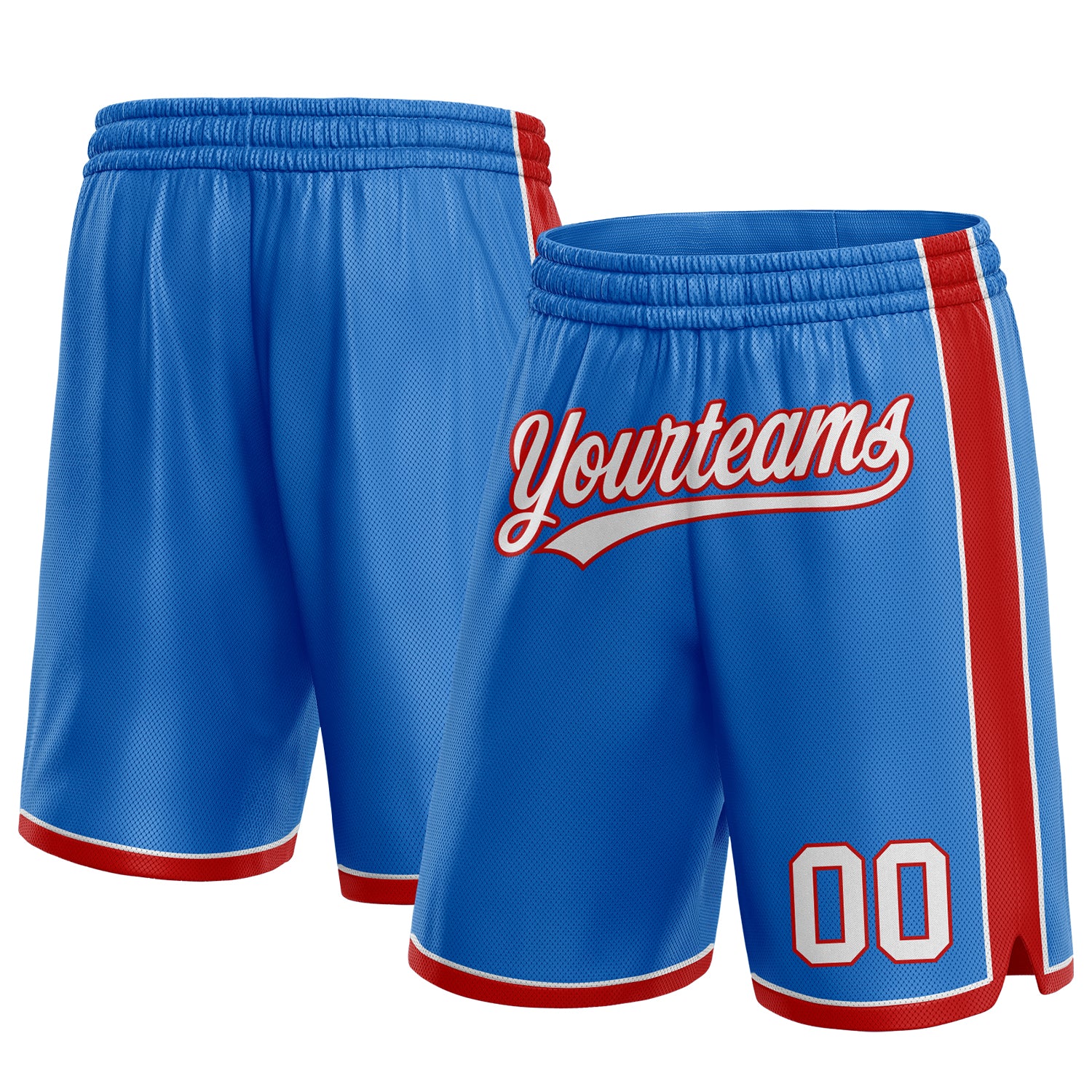 Custom Name and Number Basketball Shorts - Authentic Blue White Red Team Design Personalized Blue White-Red Authentic Basketball