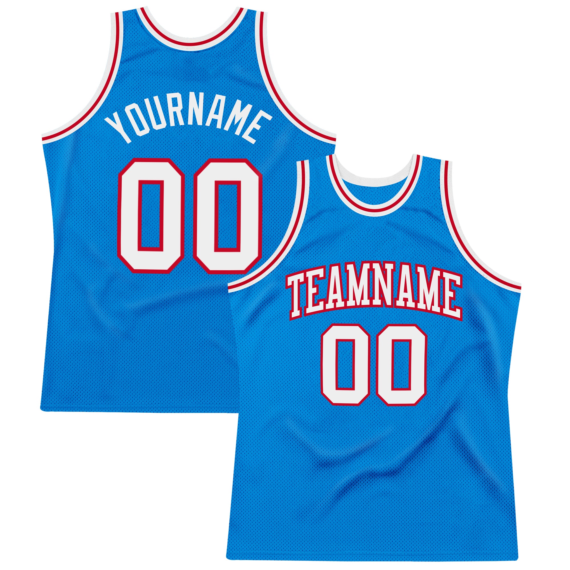 Personalized Authentic Basketball Jersey - Blue and White Red Throwback Design Personalized Blue White-Red Authentic Throwback