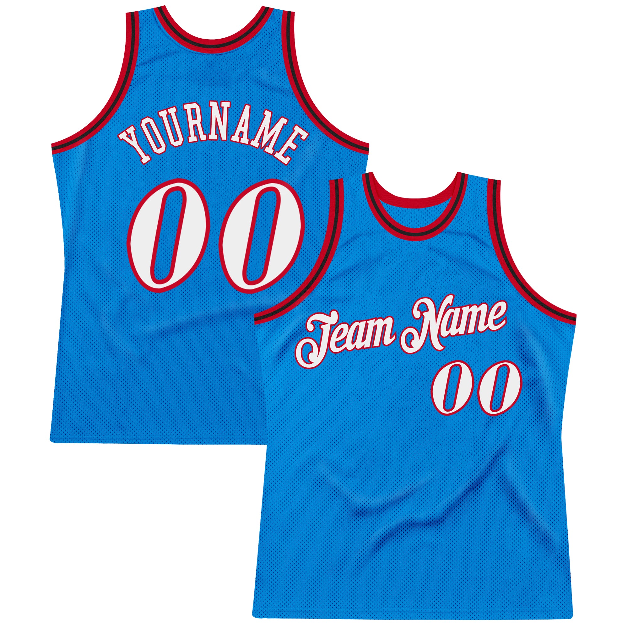 Custom Team Basketball Jersey with Name and Number - Personalized Authentic Throwback in Blue White Red Personalized Blue