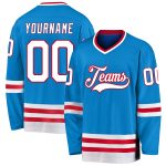 Custom Name and Number Hockey Jersey - Personalized Blue Red White Team Uniform Personalized Blue White-Red Hockey Jersey