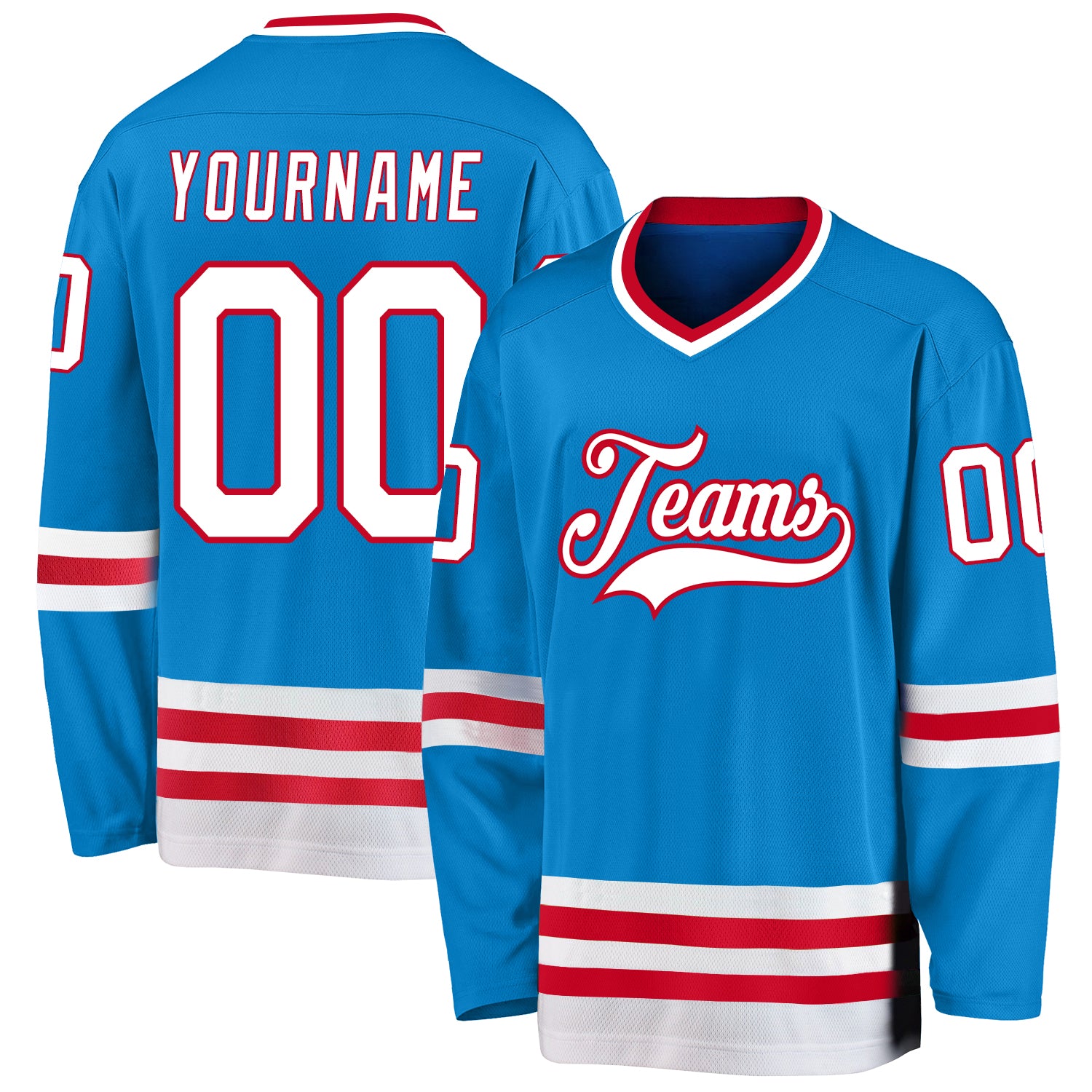 Custom Name and Number Hockey Jersey - Personalized Blue Red White Team Uniform Personalized Blue White-Red Hockey Jersey