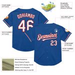 Custom Blue White Red Throwback Baseball Jersey for Men and Women Personalized Blue White-Red Mesh Throwback Baseball Jersey