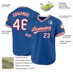 Personalized Blue Red White Throwback Baseball Jersey for Men and Women Personalized Blue White-Red Throwback Baseball Jersey