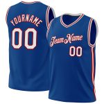 Personalized Throwback Basketball Jersey in Blue White Red for Men, Size 3 Personalized Blue White-Red Throwback Basketball
