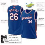 Personalized Throwback Basketball Jersey in Blue White Red for Men, Size 3 Personalized Blue White-Red Throwback Basketball