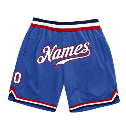 Personalized Throwback Basketball Shorts in Blue, White, and Red Colors Personalized Blue White-Red Throwback Basketball