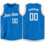 Personalized Basketball Jersey Round Neck Blue White - Custom Team Uniform 2 Personalized Blue White Round Neck Basketball