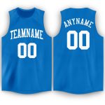 Custom Blue and White Basketball Jersey - Personalized Round Neck Design Personalized Blue White Round Neck Basketball Jersey