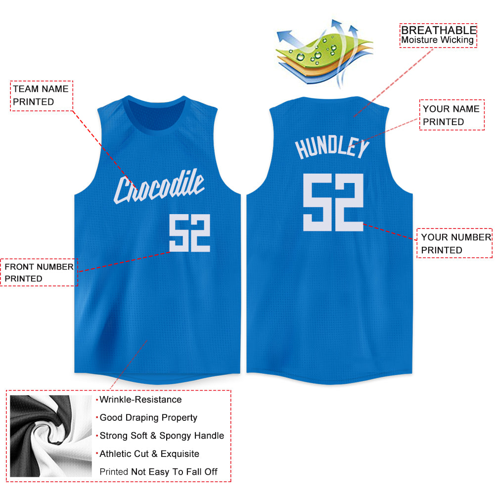 Personalized Blue White Round Neck Basketball Jersey Custom Personalized Blue and White Basketball Jersey - Round Neck Style Personalized Blue White Round Neck Basketball Jersey - Image 2