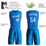 Personalized Basketball Jersey for Men, Blue and White Round Neck Design Personalized Blue White Round Neck Suit Basketball