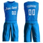 Custom Personalized Basketball Jersey with Name and Number - Blue and White Round Neck Suit Personalized Blue White Round
