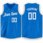 Personalized V-Neck Basketball Jersey in Blue and White - Custom Team Apparel 3 Personalized Blue White V-Neck Basketball