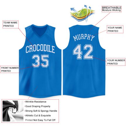 Personalized Basketball Jersey - Blue and White V-Neck Design Personalized Blue White V-Neck Basketball Jersey