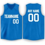 Custom Personalized Blue and White Basketball Jersey V-Neck Style Personalized Blue White V-Neck Basketball Jersey