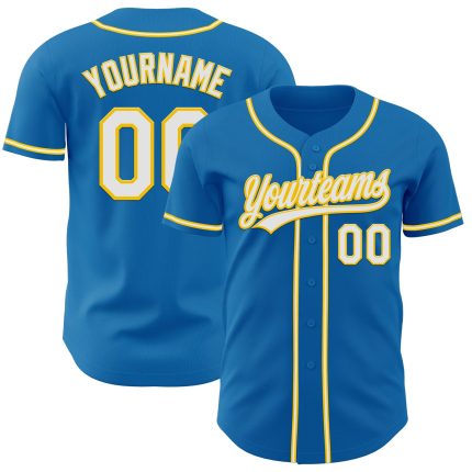 Custom Blue White Yellow Baseball Jersey - Personalized Sports Apparel Personalized Blue White-Yellow Baseball Jersey