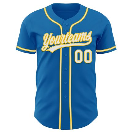 Custom Blue White Yellow Baseball Jersey - Personalized Sports Apparel Personalized Blue White-Yellow Baseball Jersey