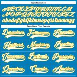 Personalized Blue Yellow White Hockey Jersey with Lace Neck Design Personalized Blue White-Yellow Hockey Lace Neck Jersey