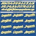 Custom Personalized Authentic Throwback Baseball Jersey with Team Name and Number - Blue White-Yellow Mesh Personalized Blue