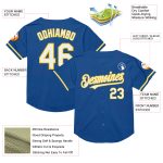 Custom Blue White Yellow Throwback Baseball Jersey - Personalized Sports Apparel Personalized Blue White-Yellow Mesh Throwback