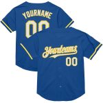 Custom Blue White Yellow Throwback Baseball Jersey - Personalized Sports Apparel Personalized Blue White-Yellow Mesh Throwback