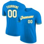 Custom Blue and Yellow Performance T-Shirt - Personalized Active Wear Personalized Blue White-Yellow Performance T-Shirt