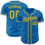 Custom Authentic Blue Yellow Baseball Jersey with Personalized Name and Number Personalized Blue Yellow Authentic Baseball