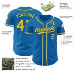 Custom Blue Yellow Baseball Jersey - Personalized Sports Team Apparel Personalized Blue Yellow Baseball Jersey