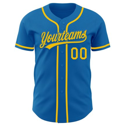 Custom Blue Yellow Baseball Jersey - Personalized Sports Team Apparel Personalized Blue Yellow Baseball Jersey