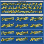 Custom Personalized Blue Yellow Mesh Baseball Jersey with Name and Number - Authentic Throwback Team Style Personalized Blue