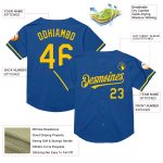 Custom Personalized Blue Yellow Mesh Baseball Jersey with Name and Number - Authentic Throwback Team Style Personalized Blue