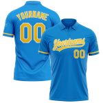 Custom Blue Yellow White Performance Golf Polo Shirt - Vapor Design Personalized Blue Yellow-White Performance Vapor Golf