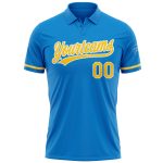 Custom Blue Yellow White Performance Golf Polo Shirt - Vapor Design Personalized Blue Yellow-White Performance Vapor Golf