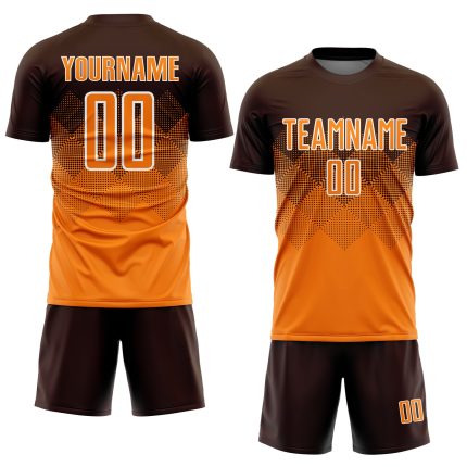 Personalized Sublimation Soccer Jersey in Brown Bay Orange-White Personalized Brown Bay Orange-White Sublimation Soccer Uniform