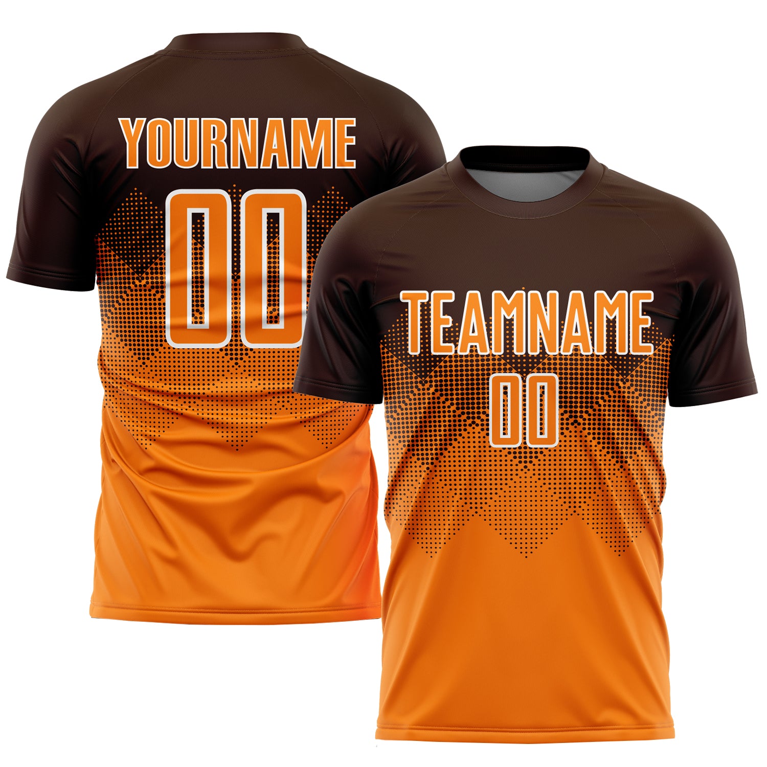 Custom Personalized Soccer Jersey with Name and Number - Brown Bay Orange-White Sublimation Team Uniform Personalized Brown