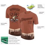 Custom Cowboy Rodeo T-Shirt with Personalized Name and Number, 3D Brown Black Pattern Design, Performance Wear Personalized