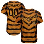 Personalized 3D Tiger Baseball Jersey - Brown and Black Gold Design Personalized Brown Black-Gold 3D Tiger Baseball Jersey