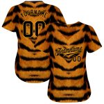 Personalized 3D Tiger Baseball Jersey - Brown and Black Gold Design Personalized Brown Black-Gold 3D Tiger Baseball Jersey