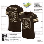 Custom Authentic Football Jersey - Personalized Brown Cream Mesh with Team Name and Number Personalized Brown Brown-Cream